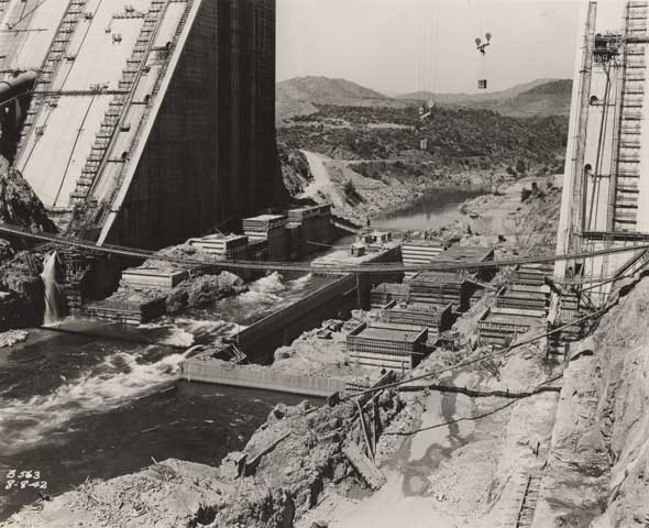 (image for) Shasta Dam Construction by Howard Colby c. 1940